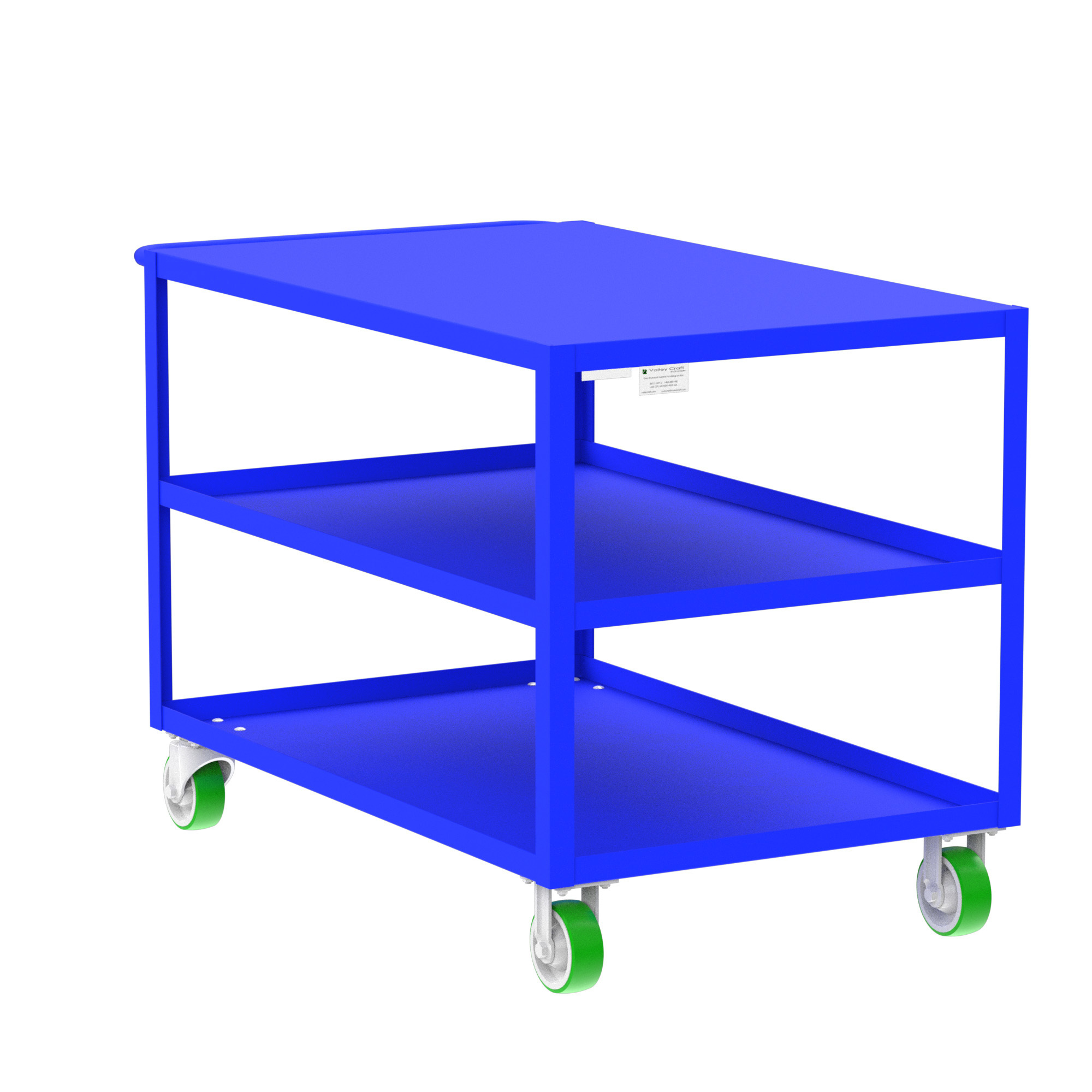 Valley Craft, 3-Shelf Utility Cart, Flat Top, Total Capacity 2000 lb, Shelves (qty.) 3, Material Steel, Model# F89175BUPY